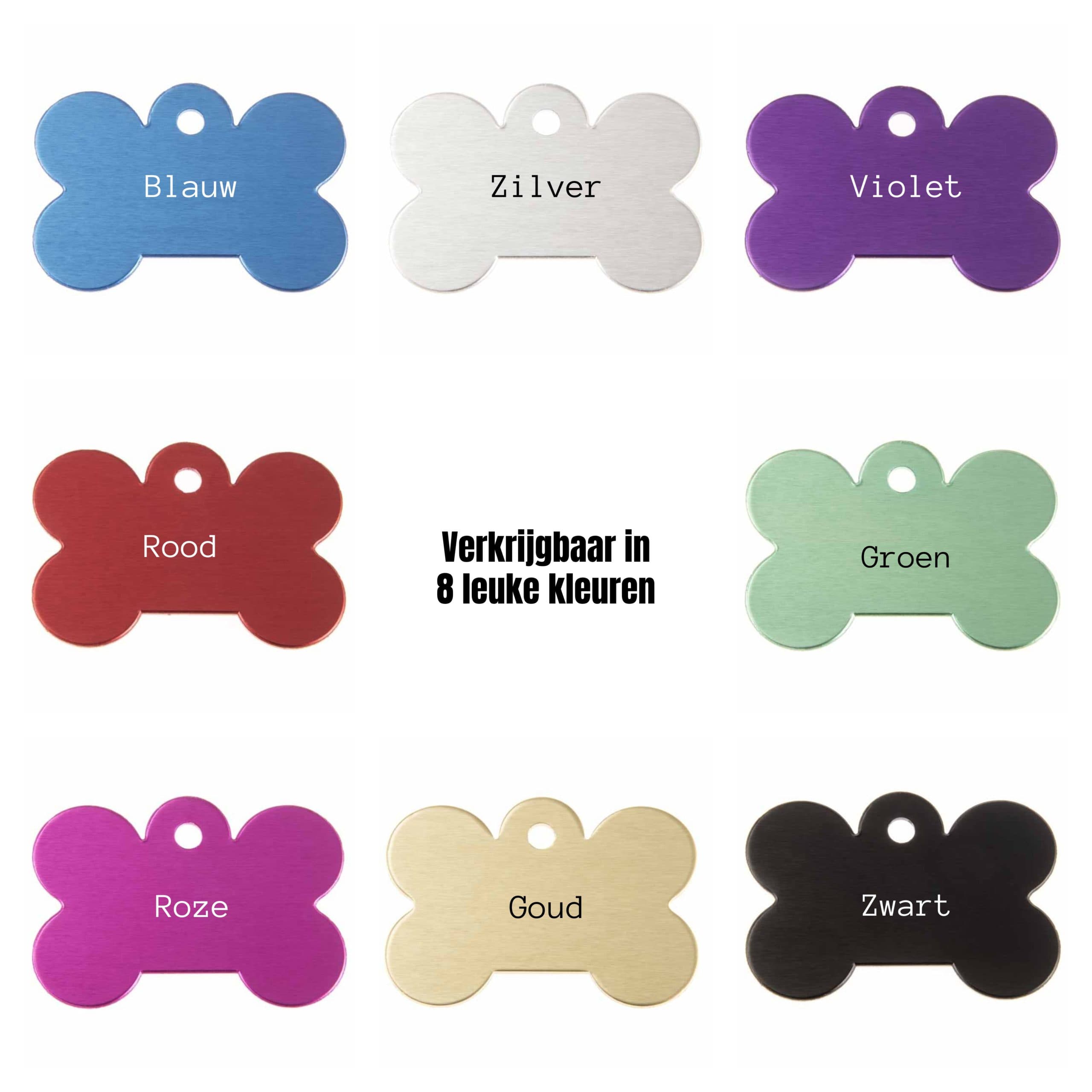 Alu Naamplaatjes Hondenbotje Kleuren